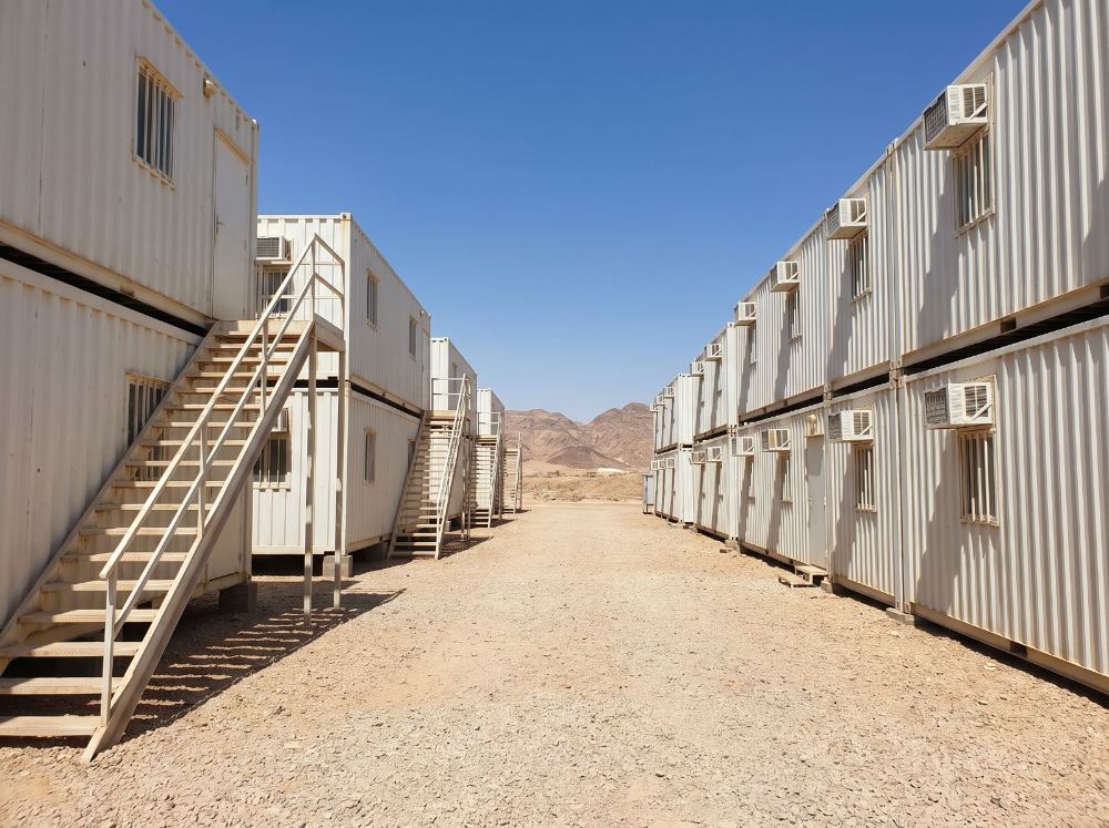Portacabins and site containers at a camp