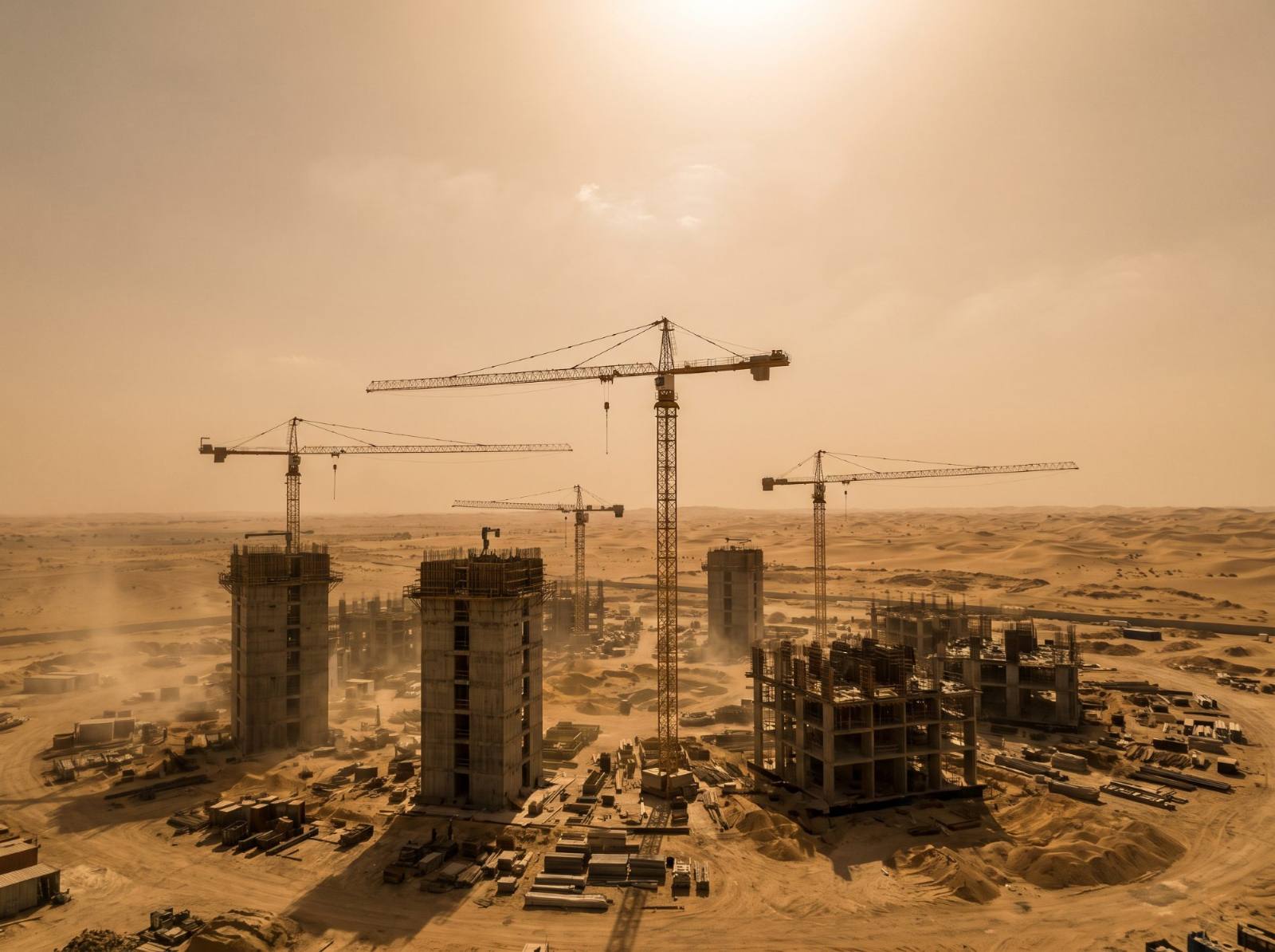 Tower cranes on a construction site